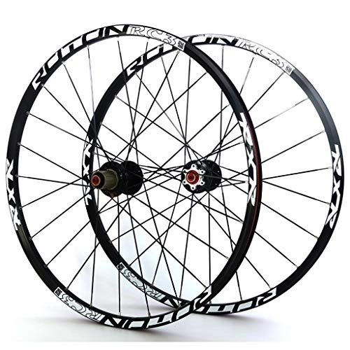 Mountain Bike Wheel : QHY Cycling Wheelset 26 27.5 29er Mountain Bike Wheels Front And Rear Bicycle Double Wall Alloy Rim 7 Palin Bearing Disc Brake QR 1790g 7-11 Speed Card Type Hubs 24H (Color : A-Black, Size : 26in)