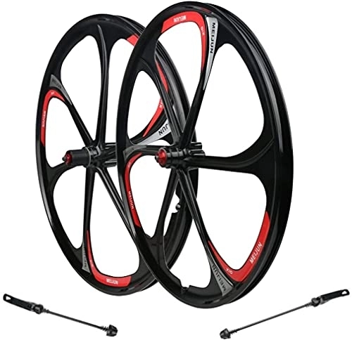 Mountain Bike Wheel : QHYRZE Mountain Bike Wheelset 26'' Rim Disc Brake Quick Release MTB Bicycle Integrated Wheels Hub For 7 / 8 / 9 / 10 Speed Cassette 2930g (Color : Black, Size : 26'')
