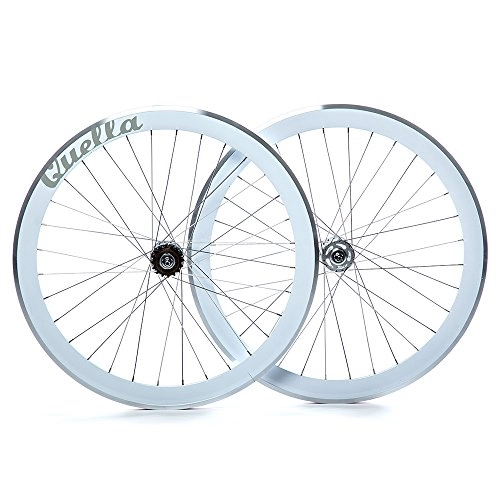 Mountain Bike Wheel : Quella 700C White Single Speed 40mm Deep-V Fixie Flip-Flop hub Wheels