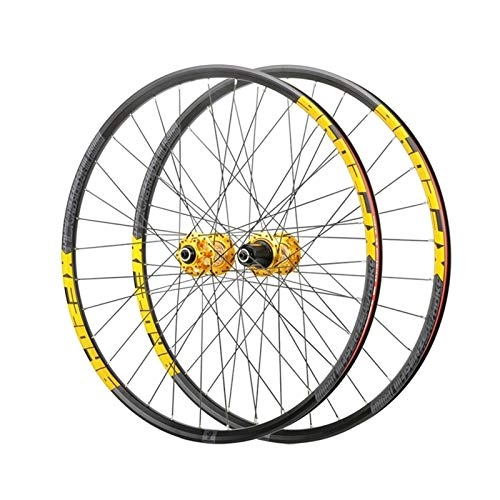 Mountain Bike Wheel : Quick Release Axles Bicycle Accessory MTB Wheel 26" 27.5" 29" Mountain Bike Wheelset QR Double Wall Rim Disc Brake Hub for 8-12 Speed Cassette Gold Road Bicycle Cyclocross Bike Wheels ( Size : 29" )