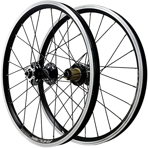 Mountain Bike Wheel : Rayblow Bicycle Wheelset 20inch Mountain Bike Wheelset Aluminum Alloy Rim MTB Bicycle Wheel Set 24H Disc / V Brake Quick Release for 7 8 9 10 11 12 Speed (Color : Black), 20ich