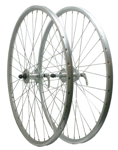 Mountain Bike Wheel : Rigida 26" Mountain Bike Screw On Wheelset with Quando Hubs, Silver