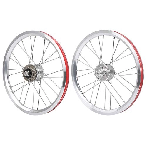 Mountain Bike Wheel : Road Bike Wheelset Aluminium Alloy 16-Inch 305 Six-Nail Disc Brake 3 S-peed Mountain Disc Double Wall Front & Back Wheels (Silver)