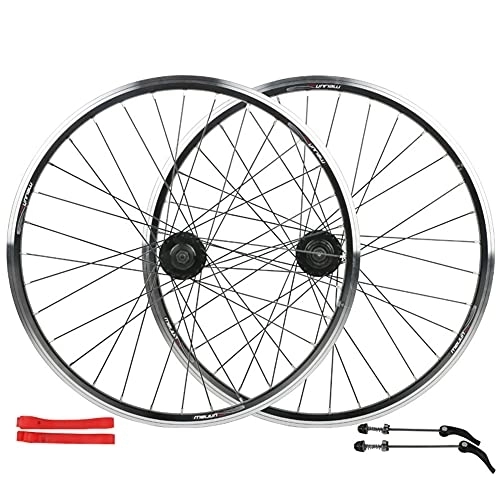Mountain Bike Wheel : RSTJ-Sjef Mountain Bike Wheelset 24 Inchs, V-Brake Hybrid / Disc Brake 32H Aluminum Hub Bike Wheels, Fit To 8 / 9 / 10 Speed Cassette Bicycle Wheels