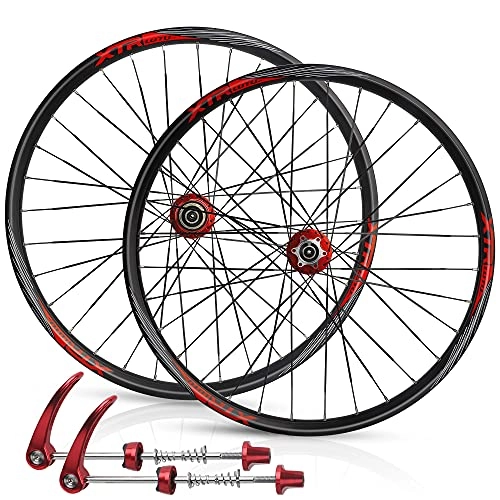 Mountain Bike Wheel : RUJIXU Mountain Bike Wheelset 26" 27.5'29" MTB Bike Disc Brake Wheel QR Bicycle Rim Sealed Bearing Double Wall Rims Hub For 8 / 9 / 10 / 11 Speed Cassette Freewheel 2015g (Color : Black, Size : 26in)