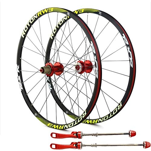 Mountain Bike Wheel : RW3 Ultralight Mountain Bike Wheel Set Aluminum Alloy Rim 120 Sounds 5 Bearing 26" / 27.5" / 29" Bicycle Disc Brake Quick Release Red Hub(Front Wheel+Rear Wheel) (Color : Red, Size : 27.5")