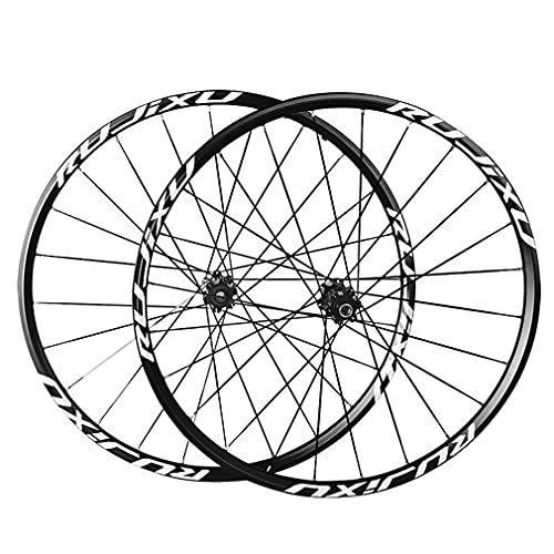 Mountain Bike Wheel : Samnuerly Mountain Bike Wheelset 26 / 27.5 / 29 Inch, Carbon Hub 24H Low-Resistant Flat Spokes Disc Brake Thru Axle MTB Wheels Front Rear Wheels Bicycle Wheel Set Fit 7-11 Speed Cassette (Black 27.5 in)