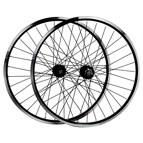 Mountain Bike Wheel : SJHFG 26 Cycling Wheels, Disc Brake V Brake Ring Mountain Bike Disc Brake Hub Double-layer High-strength Aluminum Alloy Rim (Color : Black)