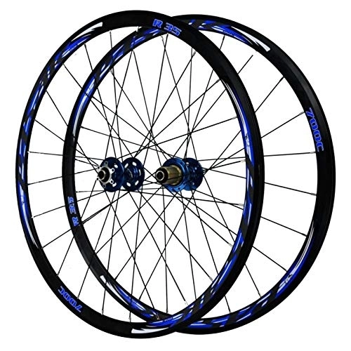 Mountain Bike Wheel : SJHFG Bicycle Wheelset, Cycling Wheels 700c Double Wall MTB Rim Quick Release Off-road Disc Brake 29in Cycling Wheels (Color : Blue)