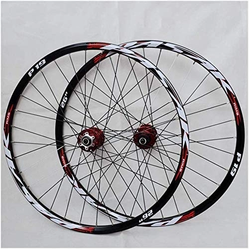 Mountain Bike Wheel : SLRMKK Mountain bike wheelset, 29 / 26 / 27.5 inch bicycle wheel (front + rear) double-walled aluminum alloy rim quick release discbrake 32H 7-11 speed