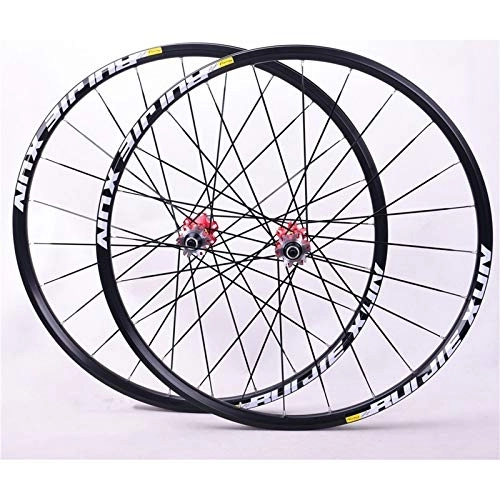 Mountain Bike Wheel : SN 26 / 27.5 / 29 Inch Bike Wheelset Quick Release Front 2 Rear 4 Peilin Mountain Wheels Carbon Fiber Double Wall Alloy Rim 8-9-10-11 Speed Cassette (Color : Red hub, Size : 29inch)