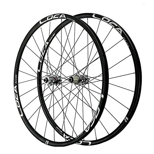 Mountain Bike Wheel : SN 26 27.5 29 Inch Mountain Bike Wheelset Double Wall MTB Rim 6-Nail Disc Brake 6-claw Tower Base Quick Release For 8 9 10 11 12 Speed Wheel (Color : Titanium Hub silver label, Size : 29in)