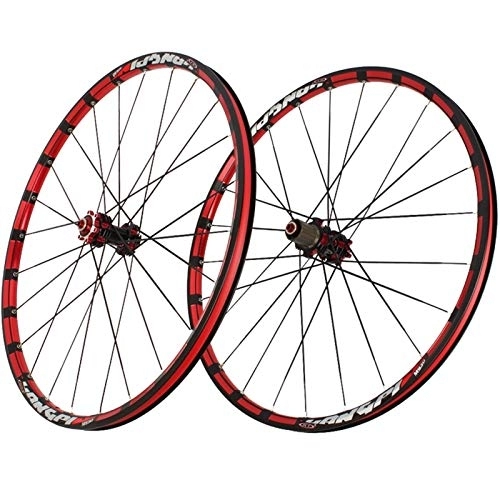 Mountain Bike Wheel : SN 26 27.5 Inch Cycling Wheels Bicycle Wheelset For Mountain Bike Disc Brake Quick Release Double Wall Alloy Rim For 8 / 9 / 10S Flywheel (Color : Red hub red logo, Size : 27.5inch)