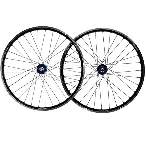 Mountain Bike Wheel : SN 26 Inch Mountain Bike Wheelset Bicycle Wheel 2 Palin Quick Release 32 Hole Disc Brake / V Brake Hub Double Wall MTB Rim 8, 9, 10 Speed (Color : Blue Hub)