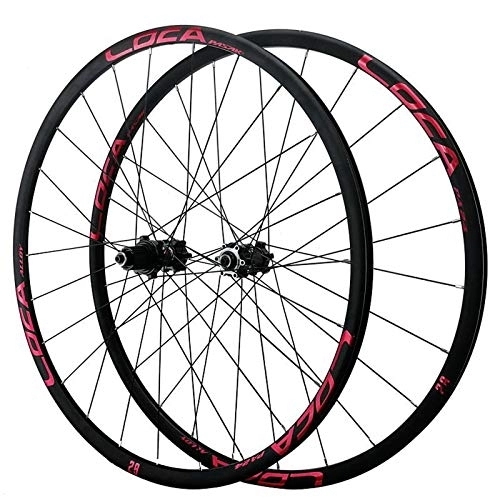 Mountain Bike Wheel : SN Mountain Bike Wheelset 26 / 27.5 / 29 / 700C Quick Release Straight Pull Disc Brake Wheel Rim Small Spline 7-12 Speed Front 20 Rear 24 Holes (Color : Black Hub red logo)