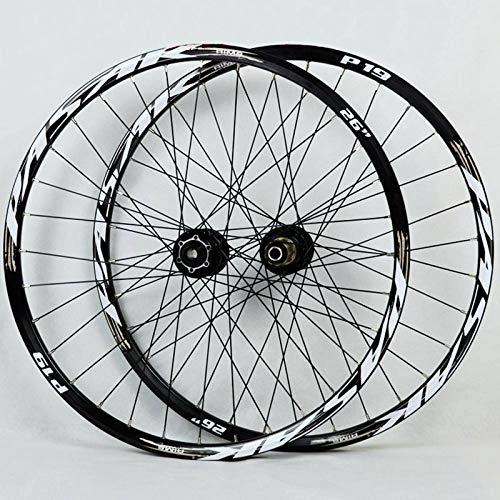 Mountain Bike Wheel : SN MTB Bike Wheelset 26 27.5 29 Mountain Bicycle Wheel Double Layer Alloy Rim Quick Release / Thru Axle Dual Purpose 7-11 Speed Hub Disc Brake (Color : Black Hub gold logo, Size : 27.5inch)