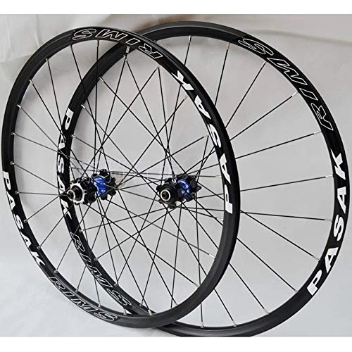 Mountain Bike Wheel : SN Ultralight Mountain Bike Wheelset 26 / 27.5 Inch Bicycle Wheel 24 Hole Straight Pull 4 Bearing Disc Brake Wheels Quick Release 7 / 8 / 9 / 10 Speed (Color : Black Carbon Blue Hub, Size : 27.5inch)