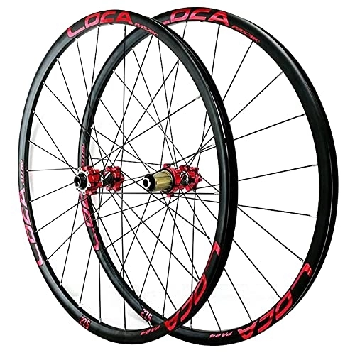 Mountain Bike Wheel : TANGIST MTB Bicycle Wheelset, 26 27.5 29 Inch Mountain Bike Wheelsets Rim Thru Axle, 8 9 10 11 12 Speed Wheel Hubs Disc Brake, 24H (Color : Red, Size : 27.5IN)