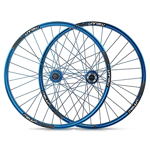 Mountain Bike Wheel : TianyiTrade MTB Bicycle Wheelset 26 Inch Mountain Bike Wheelsets Rim 7-10 Speed Wheel Hubs Disc Brake 32H Quick Release Aluminum Alloy (Color : Blue)