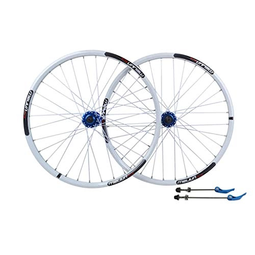 Mountain Bike Wheel : Training Rope Mountain Bike Wheelset 26 Inch Disc Brake 32 Hole Quick Release Bicycle Wheel Aluminum Alloy Wheel（Front Wheel + Rear Wheel） (Color : White)