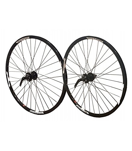 Mountain Bike Wheel : Trinity B2B 26" PAIR Mach Neuro 6 Bolt Disc MTB Bike Front Rear Cassette Hub Wheels All Black Bike part