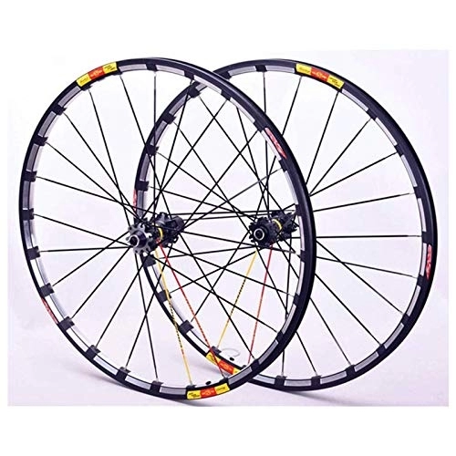 Mountain Bike Wheel : TYXTYX 26 27.5 29 in Road Bike Wheelset MTB Bicycle Rim Bicycle Wheelset Disc Brake Wheels 7-11 Speed Cassette Carbon Fiber Hubs Sealing Bearing 24 Holes, Black, 26inch
