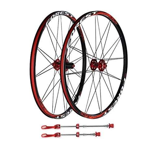 Mountain Bike Wheel : TYXTYX 26" 27.5" MTB Bike Front REAR Wheel Double Wall Wheelset Sealed Bearings Hub Quick Release Rim Red Black 1800g