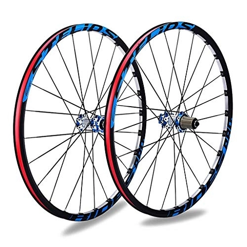 Mountain Bike Wheel : TYXTYX 26" 27" MTB Bike Double Wall Wheel Set Alloy Disc Rim Brake Quick Release 9, 10, 11 SPEED CASSETTE 1834g / Pair