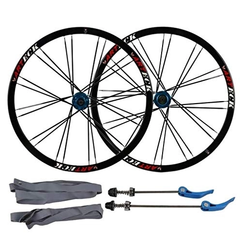 Mountain Bike Wheel : TYXTYX Bicycle Wheel 26 Inch Black MTB Bike Wheelset Double Wall Alloy Rim Disc Brake Quick Release 24H 7-10 Speed