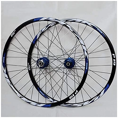 Mountain Bike Wheel : TYXTYX Bicycle Wheelset 26 inch 27.5" MTB Rim Double Wall Alloy Bike Wheel 29er Hybrid / Mountain Compatible 7 / 8 / 9 / 10 / 11 Speed (Color : Blue, Size : 29 inch)