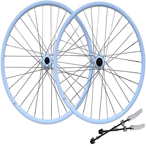 Mountain Bike Wheel : TYXTYX Bike Bicycle Wheel 26" Wheel Set MTB Double Wall Alloy Rim Disc Brake 7-11 Speed Palin Bearing Hub Quick Release 6 Colors, White