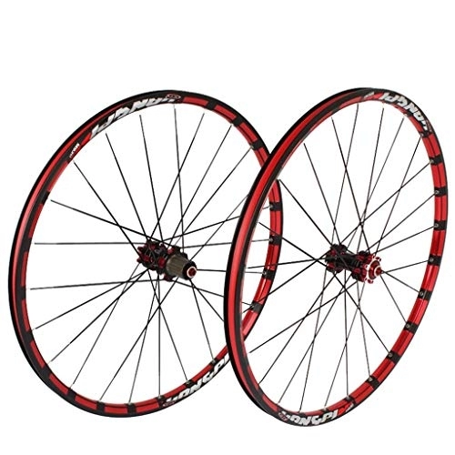 Mountain Bike Wheel : TYXTYX Bike Wheel 26 27.5 Inch Bicycle Wheelset MTB Milling Trilateral Double Wall Alloy Rim Carbon Hub QR Disc Brake Front And Rear 7-11 Speed 24H