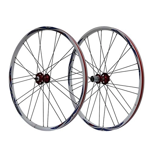 Mountain Bike Wheel : TYXTYX Bike Wheel Set 26" Bicycle Wheel MTB Double Wall Alloy Rim Tires 1.5-2.1" Disc Brake 7-11 Speed Sealed Bearings Hub Quick Release