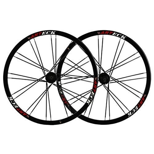 Mountain Bike Wheel : TYXTYX Mountain Bike Wheelset 26 Double Layer Alloy Rim Sealed Bearing 7 8 9 10 Speed Disc Brake QR Front 20H Rear 24H Wheels (Color : Black)