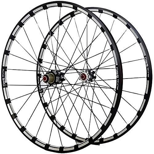 Mountain Bike Wheel : TYXTYX MTB Bike Wheelset 26 27.5 in Bicycle Wheels Double Layer Alloy Rim 7 Sealed Bearing 11 Speed Cassette Carbon Hub Disc Brake QR 24H 1742G, Black