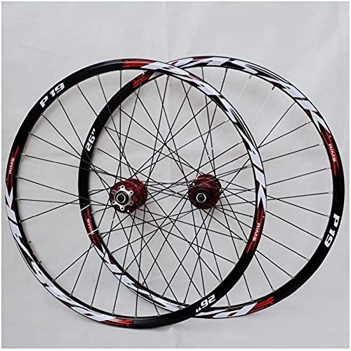 Mountain Bike Wheel : TYXTYX MTB Wheelset 26 inch 27.5" 29ER Bicycle Rim Double Wall Alloy Bike Wheel Hybrid / Mountain for 7 / 8 / 9 / 10 / 11 Speed (Color : Red, Size : 29 inch)