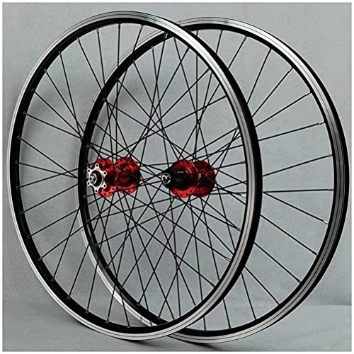 Mountain Bike Wheel : TYXTYX MTB Wheelset 26Inch Bicycle Cycling Rim Mountain Bike Wheel 32H Disc / Rim Brake 7-11Speed QR Cassette Hubs Sealed Bearing 6 Pawls, Red