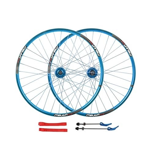 Mountain Bike Wheel : TYXTYX Quick Release Axles Bicycle Accessory 26 Inch Mountain Cycling Wheel Set Hub Rims 32H Disc Brake Double Wall 2113g Load: 150kg Road Bicycle Cyclocross Bike Wheels (Color : Blue)