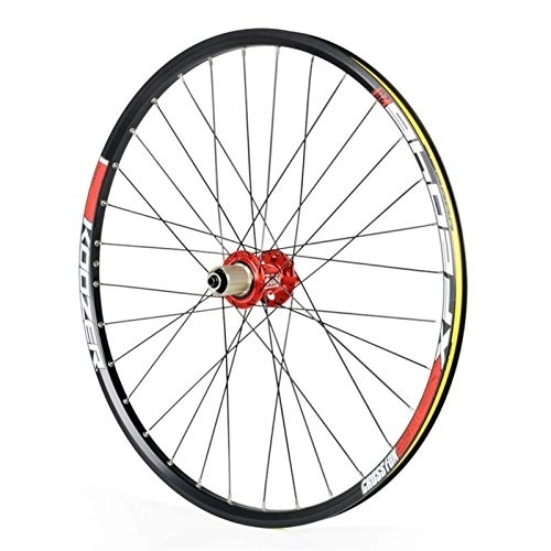 Mountain Bike Wheel : TYXTYX Quick Release Axles Bicycle Accessory Bicycle Rear Wheel 26 / 27.5 Inch, Double Wall Racing MTB Rim QR Disc Brake 32H 8 9 10 11 Speed Road Bicycle Cyclocross Bike Wheels (Color : RED, Size : 2