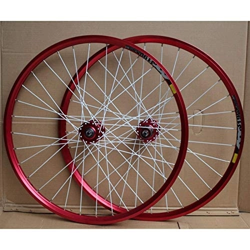 Mountain Bike Wheel : TYXTYX Quick Release Axles Bicycle Accessory MTB Bike Wheelset 24 Inch Double Layer Rim Disc / Rim Brake Bicycle Wheel 8-10 Speed 32H Road Bicycle Cyclocross Bike Wheels (Color : A- RED)