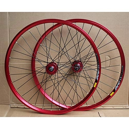 Mountain Bike Wheel : TYXTYX Quick Release Axles Bicycle Accessory MTB Bike Wheelset 24 Inch Double Layer Rim Disc / Rim Brake Bicycle Wheel 8-10 Speed 32H Road Bicycle Cyclocross Bike Wheels (Color : B- RED)