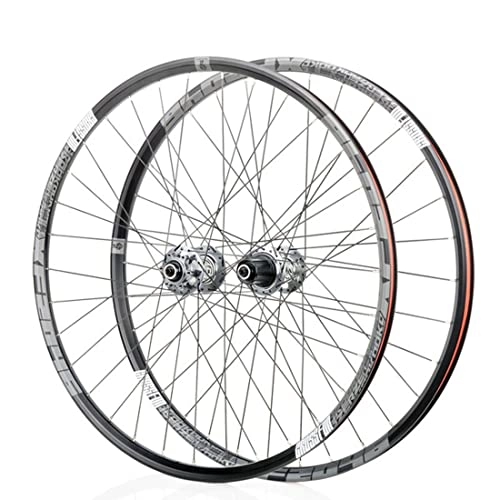 Mountain Bike Wheel : Uioy 2pcs Mountain Bike Wheelset, 26" 27.5" Cycling Bicycle Front / Rear Wheel Rim for QR Axles, Fit 8-11 Speed Cassette MTB Wheelset (Color : Gray, Size : 26inch)