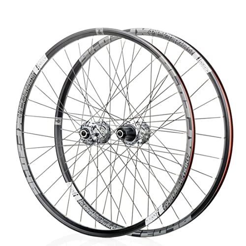 Mountain Bike Wheel : Uioy 2pcs Mountain Bike Wheelset, 26" 27.5" Cycling Bicycle Front / Rear Wheel Rim for QR Axles, Fit 8-11 Speed Cassette MTB Wheelset (Color : Grey, Size : 27.5inch)