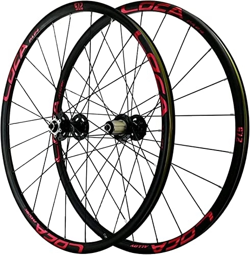 Mountain Bike Wheel : UPPVTE 26 / 27.5 Inch MTB Bicycle Wheelset, Double Walled Aluminum Alloy Disc Brake 24H Rim Wheel for 7-11 Speed Mountain Bike Wheels Wheel (Color : Red, Size : 27.5inch)
