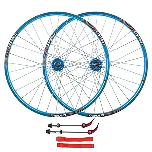 Mountain Bike Wheel : UPPVTE 26 Inch Mountain Cycling Wheels, Alloy Double Wall Rim Disc Brake Quick Release Sealed Bearings 7 8 9 10 Speed Bike Wheelset Wheel (Color : Blue, Size : 26inch)