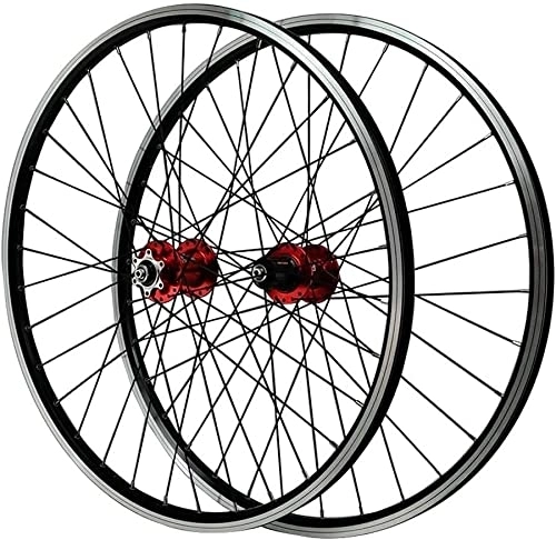 Mountain Bike Wheel : UPPVTE 26 Inch MTB Bicycle Wheelset, Double Layer Alloy Rim Mountain Bike Wheel Sealed Bearing 7 / 8 / 9 / 10 / 11 Speed Cassette Hub Wheel (Color : Red, Size : 26INCH)