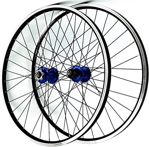 Mountain Bike Wheel : UPPVTE Bicycle Wheelset 26", Ultralight Hub QR 32H Sealed Bearing Double Wall Alloy Rim Disc / V Brake 7-11 Speed Mountain Bike Wheels Wheel (Color : Blue Hub, Size : 26inch)