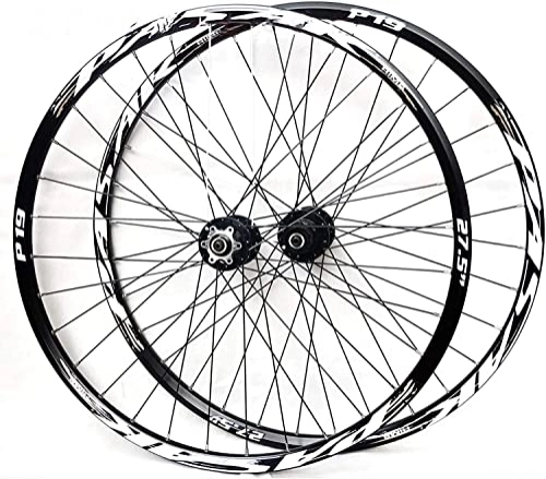 Mountain Bike Wheel : UPPVTE Bike Wheelset, 26 / 27.5 / 29inch Mountain Bike Wheel Disc Brake Wheel Set Quick Release Palin Bearing 7 / 8 / 9 / 10 / 11 Speed Wheel (Color : Black, Size : 27.5inch)