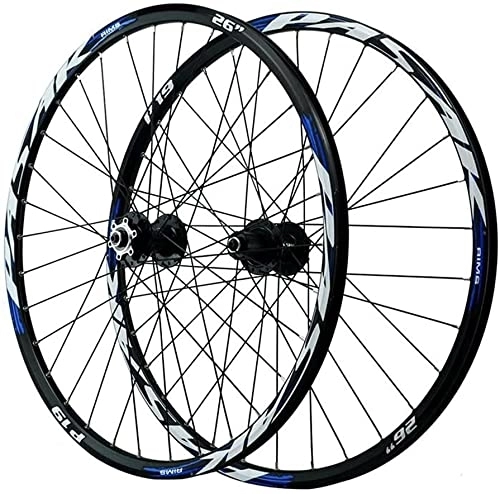 Mountain Bike Wheel : UPPVTE MTB Bicycle Wheelset 26 / 27.5 / 29In, Double Layer Alloy Rim Sealed Bearing 7-12 Speed Hub Disc Brake QR 32H Mountain Bike Wheel Wheel (Color : Blue, Size : 26INCH)