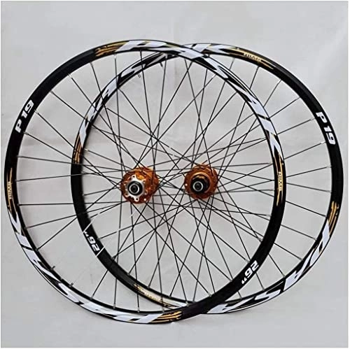 Mountain Bike Wheel : UPPVTE MTB Bike Wheelset 26 27.5 29 Inch, Double Wall Aluminum Alloy Rim Disc Brake Racing Bike Wheel Ultra Light Bearing Cycling Wheels Wheel (Color : Gold, Size : 29INCH)